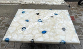 Semi Precious Stone Table/ Mid Century Modern Quartz Countertop Table, Natural Agate Dining Table Top, Agate Coffee And Console Table Unique Handicrafts IND